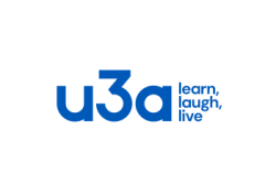 u3a Logo in blue learn, laugh, live